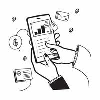 Person Using Finance App for Loan Calculations concept as A person using a finance app for loan calculations on their smartphone with a plain background providing space for text or Cleans vector
