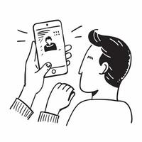 Person Using Face ID for Mobile Banking concept as A person using Face ID for secure mobile banking on their smartphone with a Cleans background providing ample space for text or ad Cleans vector