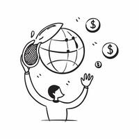 Person Holding Green Globe and Coins concept as A person holding a green globe and coins with a Cleans background offering space for text or graphics symbolizing sustainable finance Cleans vector