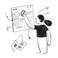 Person interacting with a holographic interface and virtual charts with copy space concept as A person interacting with a holographic interface and virtual charts symbolizing futu Cleans vector