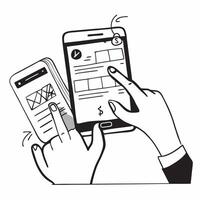 Person Checking Financial Goals on Phone concept as A person checking financial goals using a mobile app on their phone with a plain background providing ample space for text or gr Cleans vector