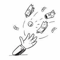 Person Catching Falling Money concept as A person catching falling money set against a Cleans background with ample copy space representing the concept of gaining wealth in Photo S Cleans vector