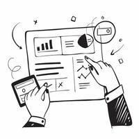 Person Analyzing Financial Data on Tablet concept as A person analyzing financial data on a tablet with a plain background offering ample space for text or graphics representing mo Cleans vector