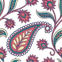 Persian floral patterns and paisleys seamless tile design with rich colors concept as Rich colors highlight Persian floral patterns intertwined with paisleys in seamless tile desig Cleans vector