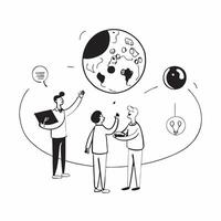 People with Watercolor Earth and Service Mind Projects concept as A group of people developing service mind projects with a watercolor earth model set against a dreamy background o Cleans Set 5 vector