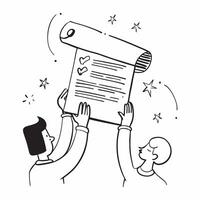 People with Sparkling Job Descriptions and Happy Smiles concept as A group of people holding sparkling job descriptions with happy smiles set against a whimsical background offerin Cleans vector