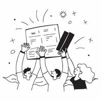 People with Sparkling Financial Statements and Joyful Faces concept as A group of people with sparkling financial statements and joyful faces set against a dreamy background offeri Cleans vector