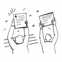 People with Sparkling Appraisal Notes and Happy Faces concept as A group of people holding sparkling appraisal notes with happy faces set against a fantastical background offering Cleans vector
