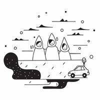 People with Raincoats and Scenic Drives concept as Travelers in raincoats enjoying scenic drives during a rain shower set against a whimsical background offering ample space for te Cleans vector