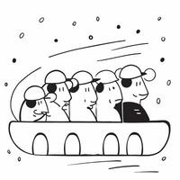 People with Rain Hats and Public Transport concept as A group of people wearing rain hats using public transport during a rain shower set against a whimsical background offering am Cleans vector