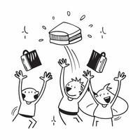 People with Golden Wallets and Cheerful Expressions concept as A group of people with golden wallets and cheerful expressions set against a whimsical background offering ample spac Cleans vector