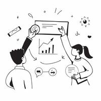 People with Medals and Graphs concept as Business professionals wearing medals and analyzing graphs set against a whimsical background offering ample space for text or graphics sym Cleans vector