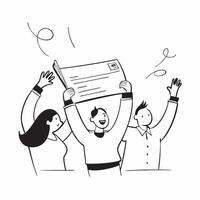 People with Glowing Job Offers and Joyful Expressions concept as A group of people holding glowing job offers with joyful expressions set against a dreamy background offering ample Cleans vector