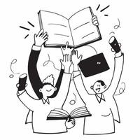 People with Glowing Meeting Agendas and Joyful Faces concept as A group of people holding glowing meeting agendas with joyful faces set against a whimsical background offering ampl Cleans vector