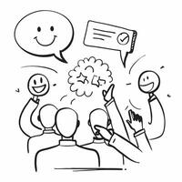 People with Glowing Feedback Tools and Joyful Faces concept as A group of people using glowing feedback tools with joyful faces set against a whimsical background offering ample sp Cleans vector