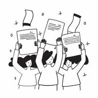 People with Glowing Employee Reviews and Joyful Faces concept as A group of people holding glowing employee reviews with joyful faces set against a dreamy background offering ample Cleans vector