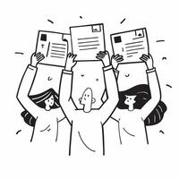 People with Glowing Appraisal Forms and Joyful Faces concept as A group of people holding glowing appraisal forms with joyful faces set against a whimsical background offering ampl Cleans vector