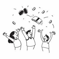 People with Floating Savings Accounts and Joyful Faces concept as A group of people with floating savings accounts and joyful faces set against a dreamy background offering ample s Cleans vector