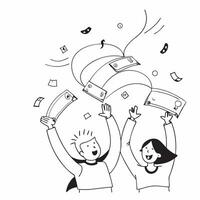 People with Flying Dollar Bills and Luminous Smiles concept as A group of people with flying dollar bills and luminous smiles set against an ethereal background offering ample spac Cleans vector