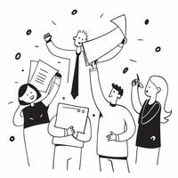 People with Glowing Candidate Interviews and Joyful Expressions concept as A group of people conducting glowing candidate interviews with joyful expressions set against a fantastic Cleans vector
