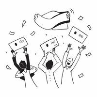 People with Floating Offer Letters and Joyful Faces concept as A group of people holding floating offer letters with joyful faces set against a whimsical background offering ample Cleans vector