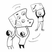 People with Floating Performance Charts and Joyful Faces concept as A group of people holding floating performance charts with joyful faces set against a whimsical background offer Cleans vector