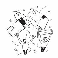 People with Floating Documents and Happy Expressions concept as A group of people holding floating documents with happy expressions set against a whimsical background offering ampl Cleans vector