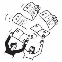 People with Floating Interview Schedules and Joyful Faces concept as A group of people holding floating interview schedules with joyful faces set against a dreamy background offeri Cleans vector