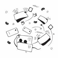 People with Floating Credit Cards and Happy Faces concept as A group of people with floating credit cards and happy faces set against a whimsical background offering ample space fo Cleans vector