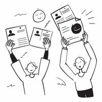 People with Floating Appraisal Charts and Joyful Faces concept as A group of people holding floating appraisal charts with joyful faces set against a whimsical background offering Cleans vector