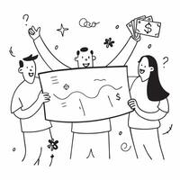 People with Enchanted Treasure Maps and Smiling Faces concept as A group of people with enchanted treasure maps and smiling faces set against a whimsical background offering ample Cleans vector