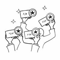 People with Enchanted Review Badges and Beaming Faces concept as A group of people holding enchanted review badges with beaming faces set against a dreamy background offering ample Cleans vector