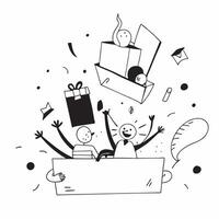 People with Enchanted Office Supplies and Smiling Faces concept as A group of people using enchanted office supplies with smiling faces set against a whimsical background offering Cleans vector