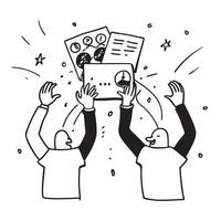 People with Enchanted Performance Metrics and Beaming Faces concept as A group of people holding enchanted performance metrics with beaming faces set against a whimsical background Cleans vector