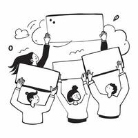 People with Enchanted Whiteboards and Smiling Faces concept as A group of people using enchanted whiteboards with smiling faces set against a dreamy background offering ample space Cleans Set 2 vector