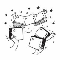 People with Enchanted Notebooks and Beaming Faces concept as A group of people using enchanted notebooks with beaming faces set against a fantastical background offering ample spac Cleans vector