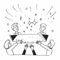 People with Enchanted Meeting Rooms and Smiling Faces concept as A group of people in an enchanted meeting room with smiling faces set against a dreamy background offering ample sp Cleans vector
