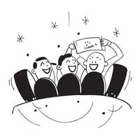 People with Enchanted Meeting Chairs and Smiling Faces concept as A group of people sitting on enchanted meeting chairs with smiling faces set against a dreamy background offering Cleans vector