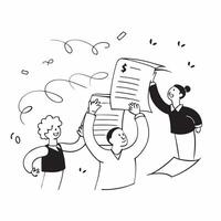 People with Enchanted Financial Reports and Smiling Faces concept as A group of people with enchanted financial reports and smiling faces set against a fantastical background offer Cleans vector