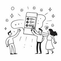 People with Enchanted Evaluation Metrics and Beaming Faces concept as A group of people holding enchanted evaluation metrics with beaming faces set against a whimsical background o Cleans vector