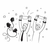 People with Enchanted Conference Phones and Joyful Expressions concept as A group of people using enchanted conference phones with joyful expressions set against a whimsical backgr Cleans vector