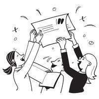 People with Enchanted Candidate Documents and Smiling Faces concept as A group of people holding enchanted candidate documents with smiling faces set against a whimsical background Cleans vector