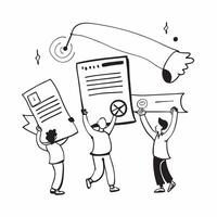 People with Diplomas and Graphs concept as Business professionals holding diplomas and analyzing graphs set against a whimsical background offering ample space for text or graphics Cleans vector