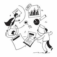 People with Certificates and Graphs concept as Business professionals holding certificates and analyzing graphs set against a whimsical background offering ample space for text or Cleans Set 2 vector