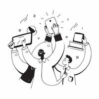 People with Diplomas and Laptops concept as Business professionals holding diplomas and using laptops set against a dreamy background offering ample space for text or graphics symb Cleans vector