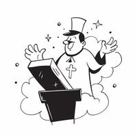 Pastor with Pulpit and Cross concept as An image of a pastor with a pulpit and cross set against a dreamy background offering ample space for text or graphics symbolizing religious Cleans vector