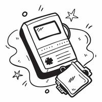 Pager with Obsolete Certificate and Retro Beeper concept as A pager with an obsolete certificate and retro beeper set against a whimsical background offering ample space for text o Cleans vector