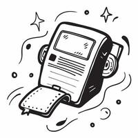 Pager with Obsolete Certificate and Charger concept as A pager with an obsolete certificate and charger set against a whimsical background offering ample space for text or graphics Cleans vector