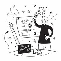 Operations Manager with Blueprint and Tools in Fantasy Workshop concept as Mid shot of an operations manager with a blueprint and tools in a fantasy workshop The background featur Cleans vector