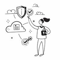 Operations Director with Process Flow and Shield concept as An image of an operations director with a process flow and shield set against a dreamy background offering ample space f Cleans vector